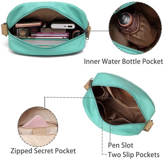 Cross Body Bag, VASCHY Small Canvas Messenger Bag for Women Girls 5.2L Lightweight Shoulder Bag Handbag for Ladies with Inner Water Bottle Pocket - Image 4
