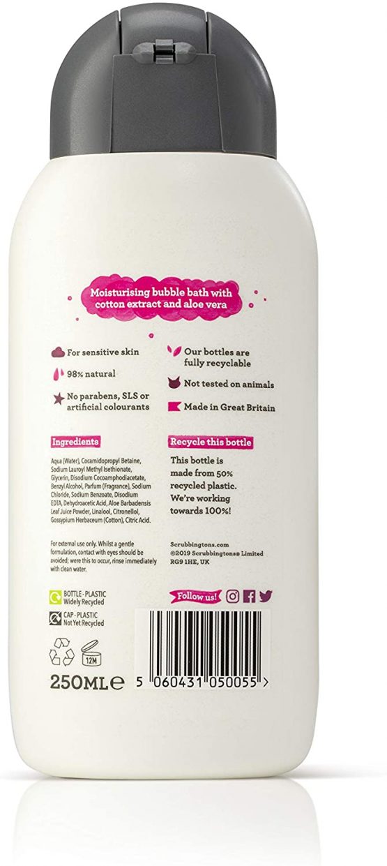 Scrubbingtons Scrub A Dub Children's Cotton Soft Bubble Bath with Cotton Extract & Aloe Vera for Sensitive Skin 1 x 250ml - Image 2