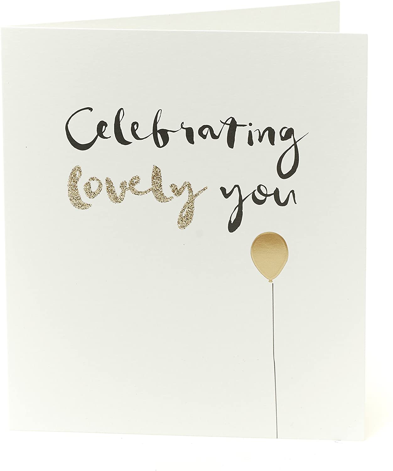 UK Greetings Blank Card (538139) - Celebrating Lovely You - Gold Balloon, 137 mm x 159 mm
