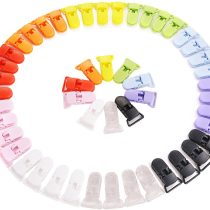 LIHAO T-shape Plastic Pacifier Clips Suspender Clips Holders for Baby Placifier and Toys - Pack of 50pcs, 10 Colors