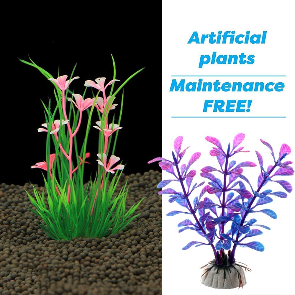 Vibury Aquarium Decoration Plants, 13 Pieces Size Plastic Aquarium Plants Decoration and Rock Polyresin Cave Ornament Decoration - Image 3