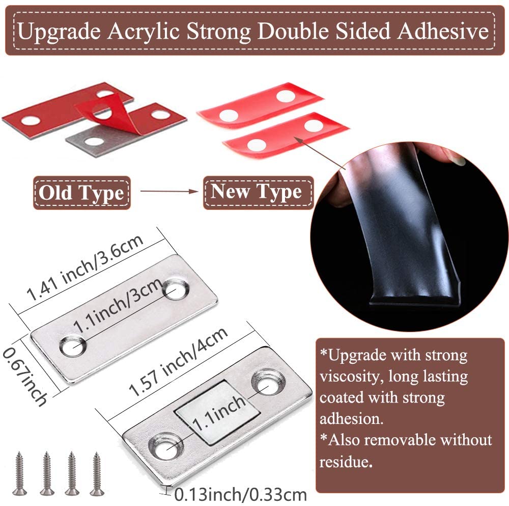 Door Magnetic Catches Jiayi 4 Pack Ultra Thin Cupboard Magnetic Door Catch Adhesive Drawer Door Magnets Wardrobe Magnetic Cabinet Catches Latches for Kitchen Cupboard Sliding Closet Door Closing - Image 2