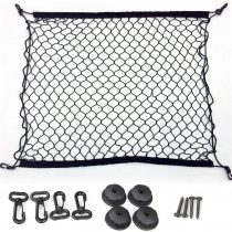 Techson Cargo Net with Hooks, Stretchable Elastic Nylon Storage Net, Heavy Duty Universal Rear Mesh Organizer for Truck Bed or Trunk (27.5 x 27.5 inches)