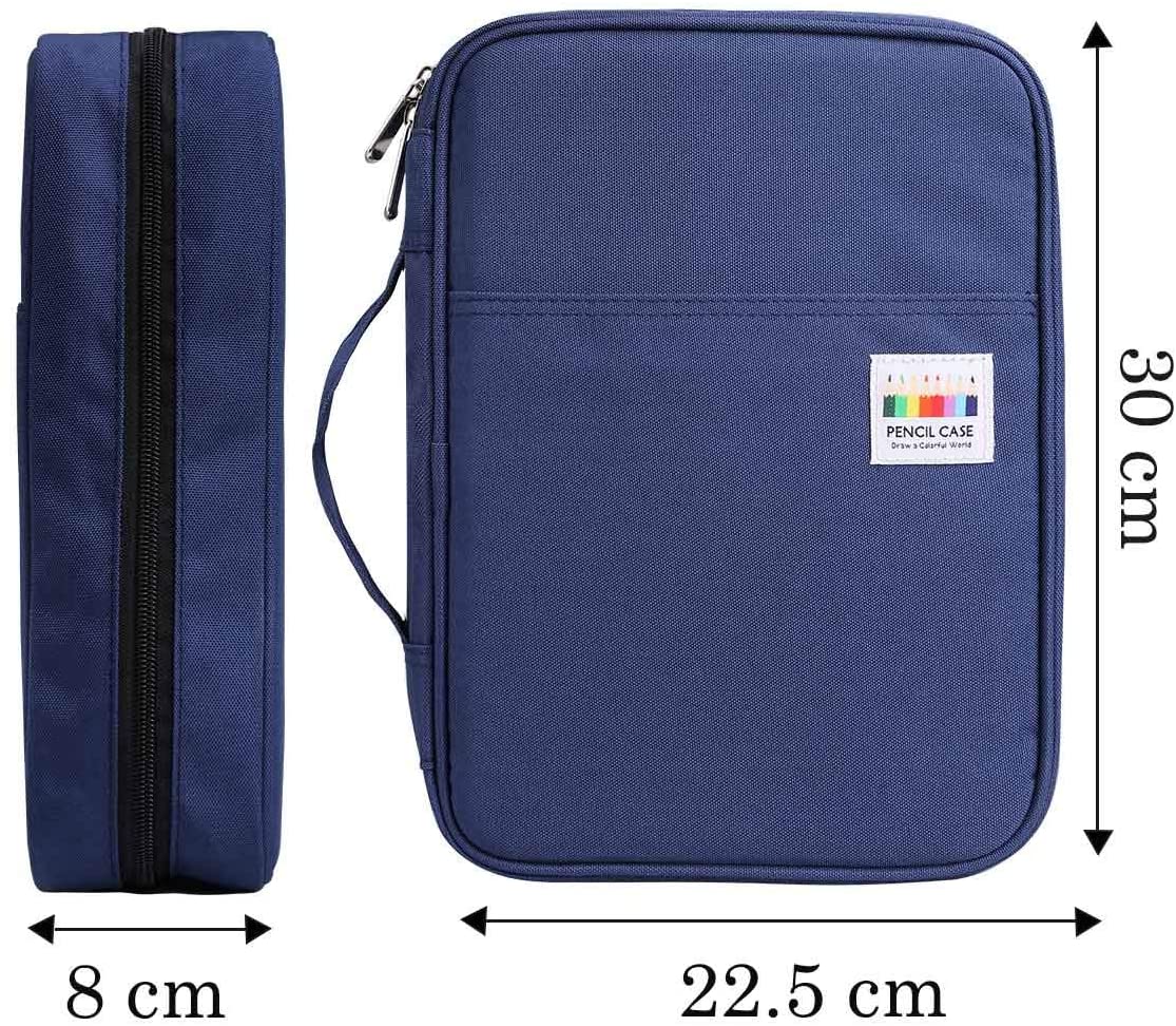 JAKAGO Large Pencil Case Big Capacity Holds 220 Colored Pencils,Portable Waterproof Storage Stationery Bag,Great Gift for Women/Man/Student/Artist (Blue) - Image 3