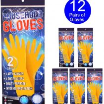 12 X PAIRS HOUSEHOLD GLOVES HYGIENIC HAND PROTECTION – DURABLE EVERY DAY USE GLOVES – LARGE