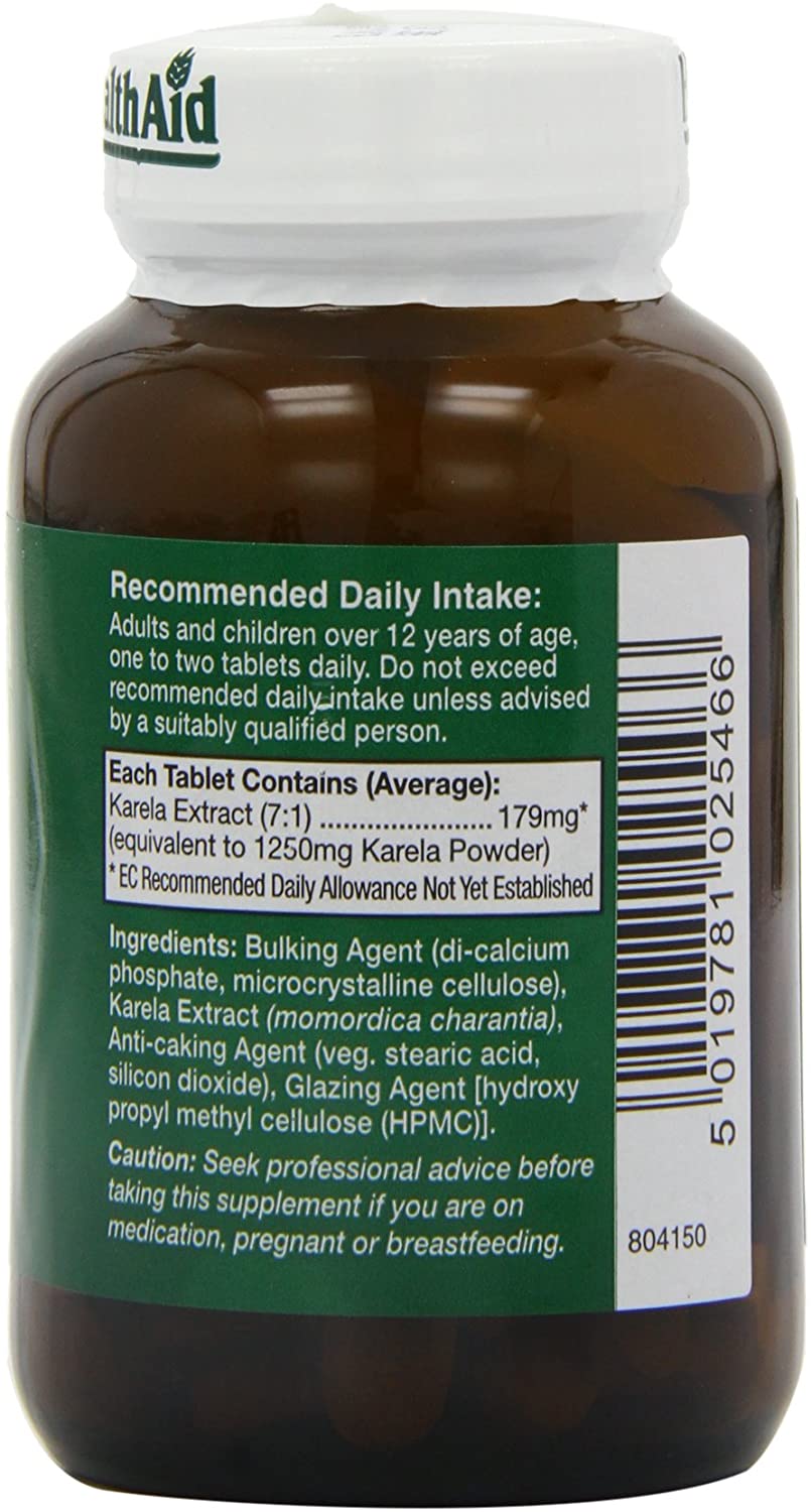 HealthAid Karela Extract 1250mg 60 Tablets, White, 60 count (Pack of 1) - Image 3