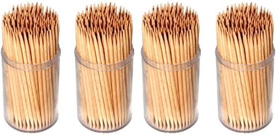 Invero® 600 x Pack of Party Wooden Cocktail Sticks Toothpicks Tooth Picks for Fruit Cherry Cheese Parties