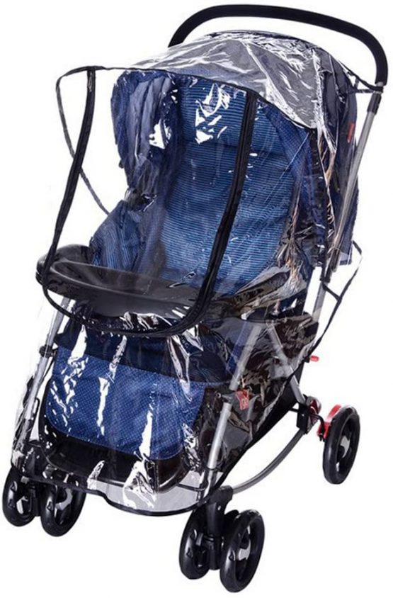 Universal Rain Cover for Most Pushchair Pram Baby Stroller Rain Cover With Zip Front Opening Buggy Throw Over Rain Cover PVC Transparent Waterproof Wind Rain Weather Shield Protector