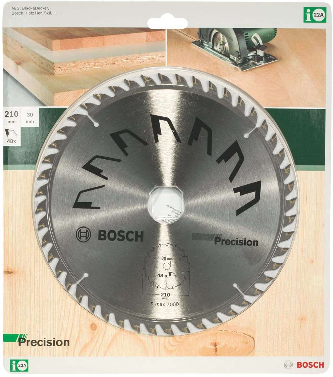Bosch 1x Circular Saw Blade Precison (for Wood diameter 210 x 2.5/1.5 x 30 mm, 48 Teeth, ATB, Accessories for Circular Saws) - Image 2