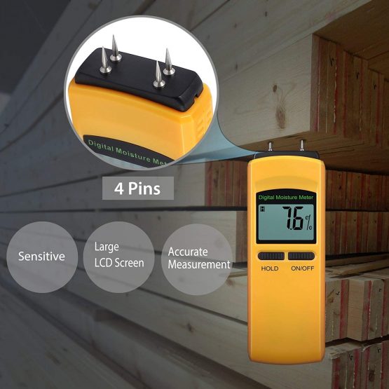 Neoteck Moisture Meter 4 Pin Digital Moisture Meter Damp Detector Humidity Tester for Wood Wall Concrete Plaster Brick Caravans Boats and Other Materials - Image 2