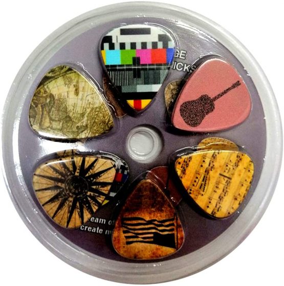 Creanoso Vintage Guitar Picks (12-Pack) - Premium Music Gifts & Guitar Accessories for Husband Dad Boys Son Men Him Boyfriend Musician Gift – Medium Gauge Celluloid – Best Dad Gifts