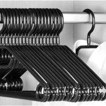 KEPLIN 20x Adult Swivel Hook Hangers, Premium Large 40cm Heavy Duty Rotating Hook Hangers for Coats, Jackets, Dress, Trousers, Shirt & Clothes (Black, 20 Pack)