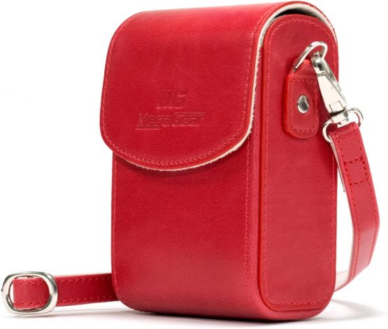 MegaGear MG1214 Panasonic Lumix DC-ZS70, DC-TZ90, DMC-LX10, DMC-ZS60, DMC-TZ80, DMC-ZS100, TZ100, TZ101 Leather Camera Case with Strap - Red