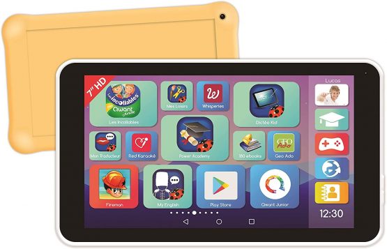 Lexitab Master MFC149FR Children's 7-Inch Tablet with Educational Apps, Games and Parental Controls - Includes Protective Pouch - Android, Wi-Fi, Bluetooth, Google Play, YouTube - White/Yellow