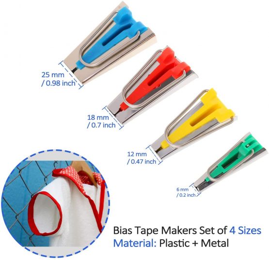 Bias Tape Maker, Bias Binding Maker Set with 4 Sizes (6mm/12mm/18mm/25mm) for Sewing and Quilting Bias Tape, Fabric Bias Tape Maker Tool Sewing Machine Accessories for DIY Patchwork, Arts and Crafts - Image 2