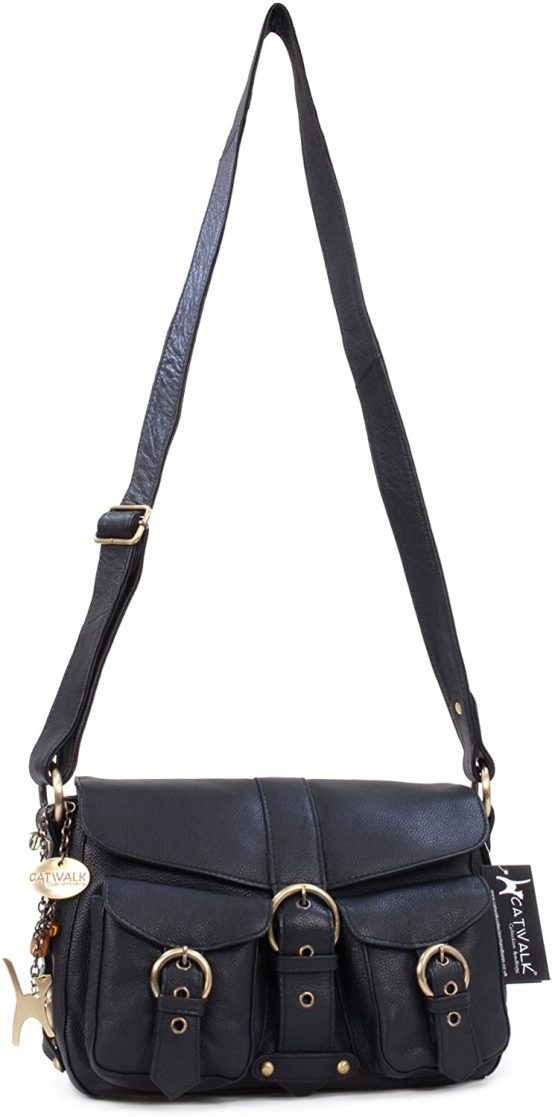 Catwalk Collection Handbags - Ladies Leather Cross Body Bag - Adjustable Shoulder Strap - LOUISA - Image 3