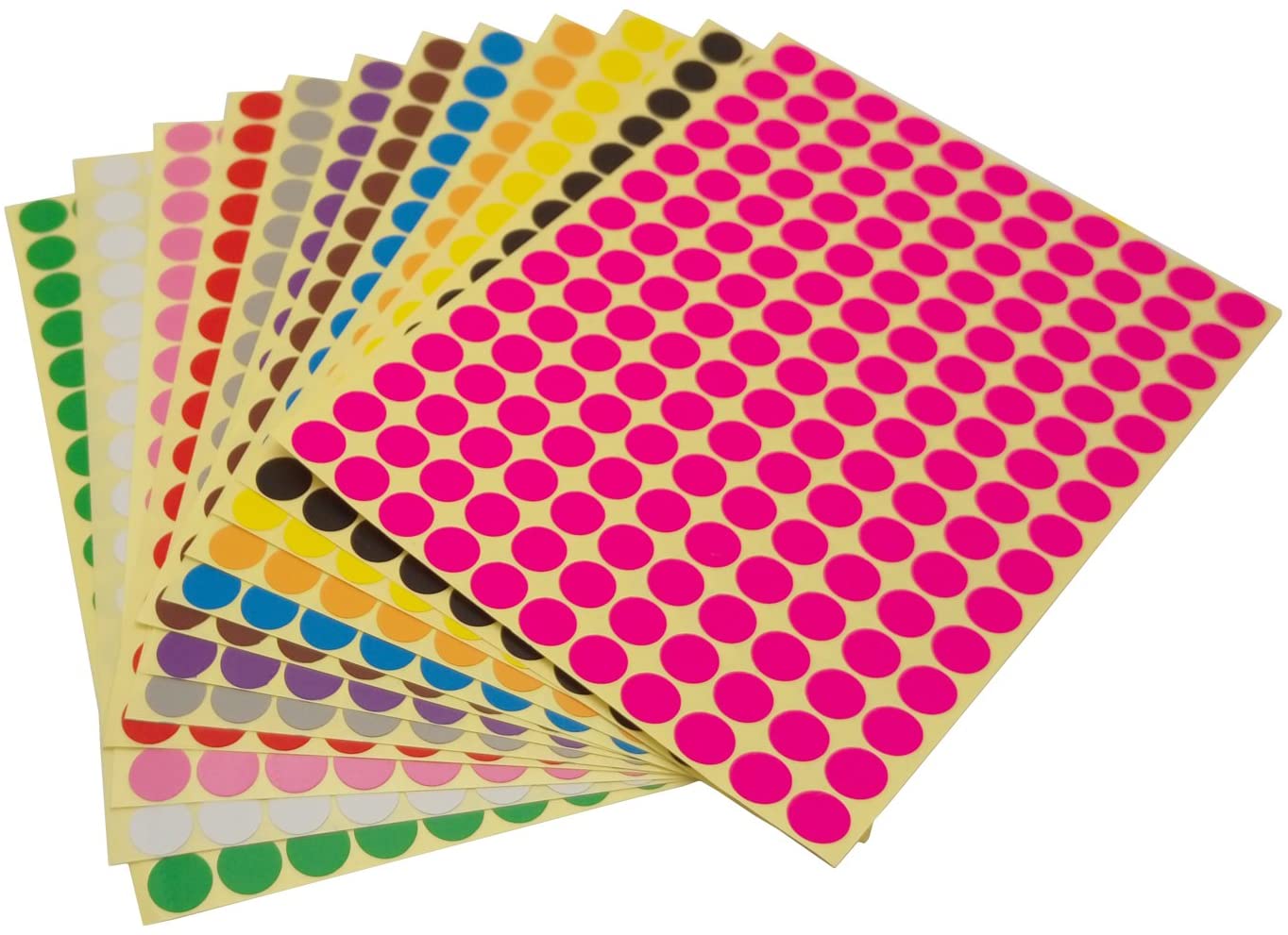 LJY 1980 Pcs Round Stickers 10mm, 12 Assorted Colours Dot Stickers
