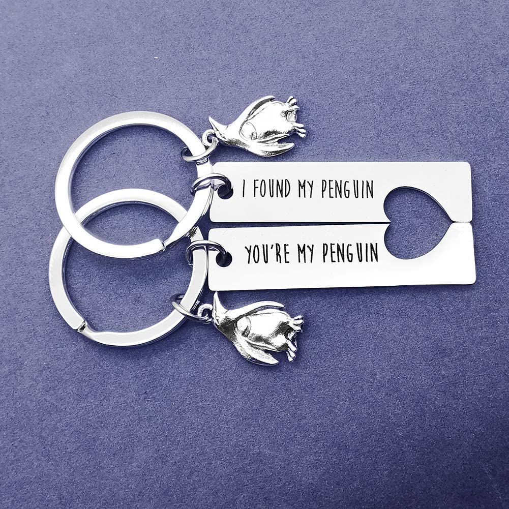 Penguin Lover Gifts Keychain Couple Keyring Set You're My Penguin I Found My Penguin Matching Couple Keychain Gifts for Girlfriend Boyfriend Personalized Couples Keyring Gift for Christmas Wedding - Image 2