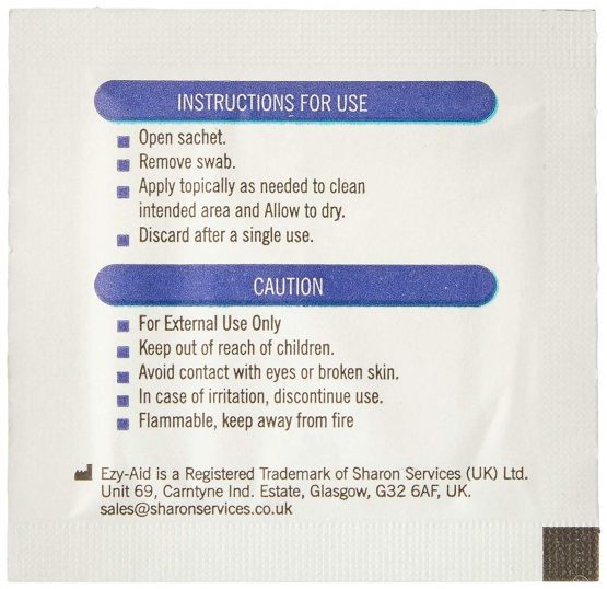 Ezy-Aid 100 Pre Injection Alcohol Skin Cleansing wipes Swabs, 70% Alcohol wipes - Image 2