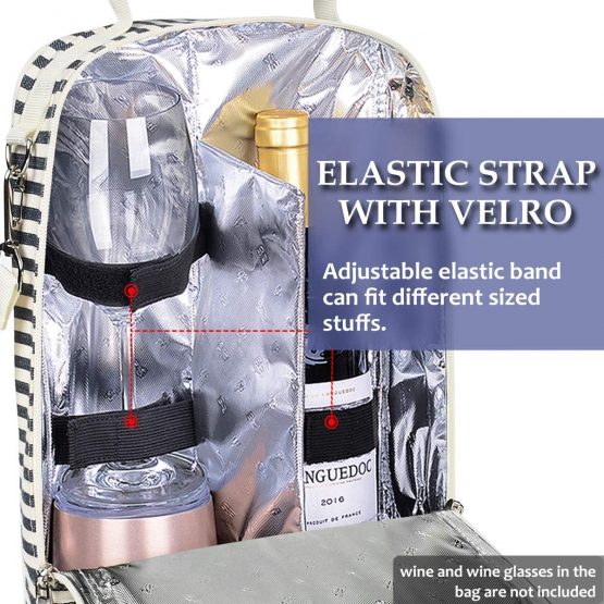 Kato Tirrinia Insulated 2 Bottle Wine Cooler Bag - Wine Cooler Tote Carrier for Picnic, Beach, Wine Lover Gift, Grey - Image 2