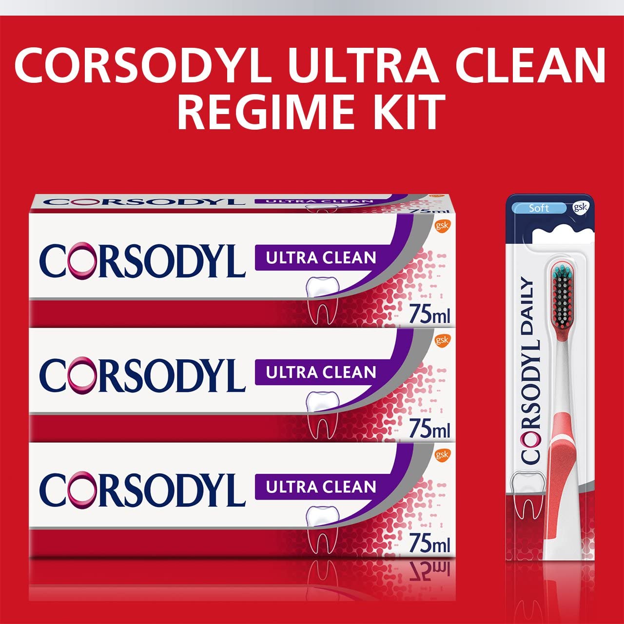 Corsodyl Ultra Clean Gum Care Toothpaste And Toothbrush Multipack