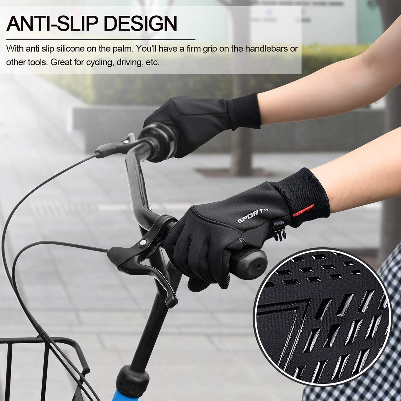 Yobenki Warm Winter Gloves, Anti Slip Touchscreen Windproof Water Resistant Thermal Gloves for Cold Weather Cycling Running - Image 4