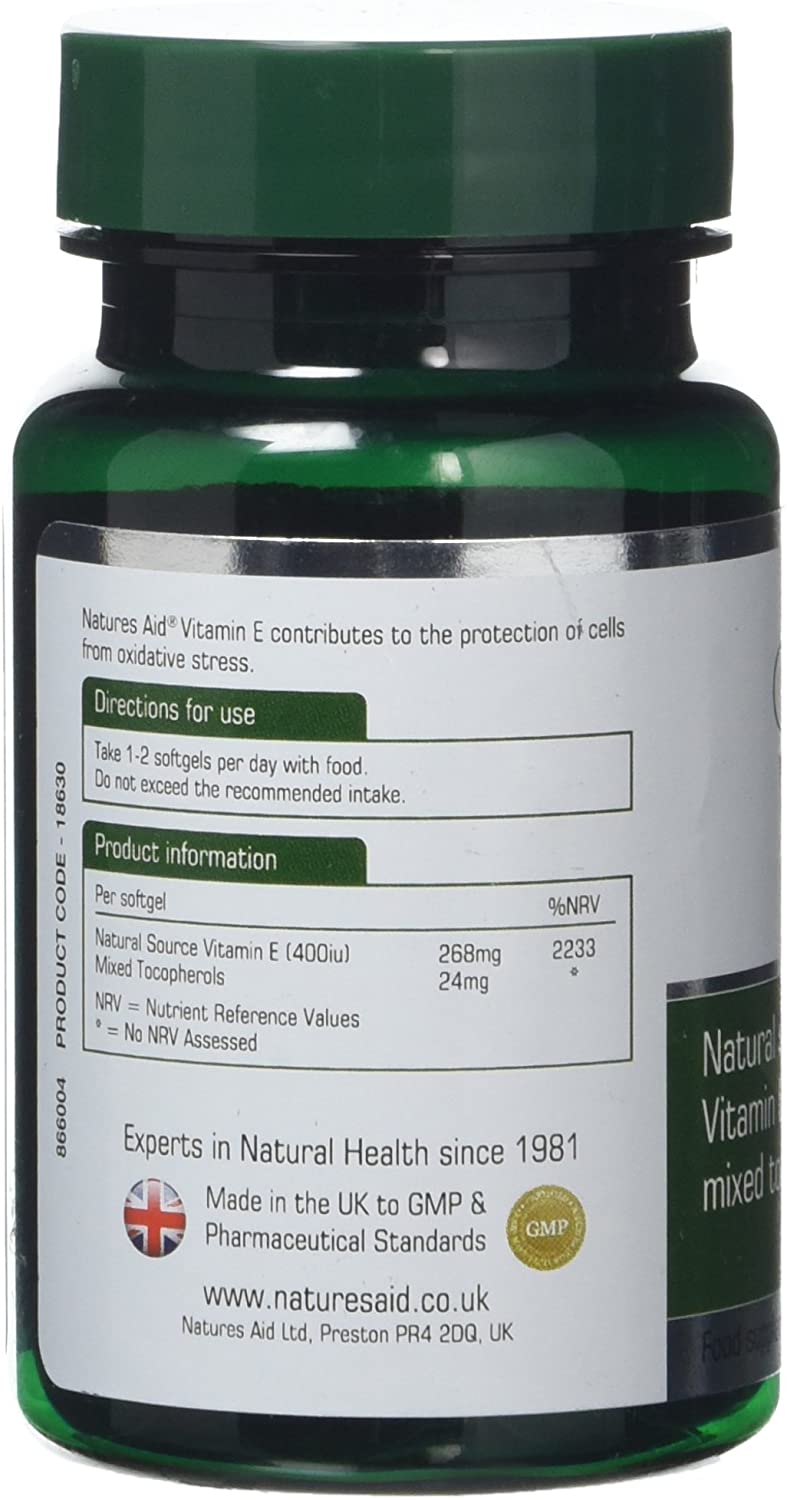 Natures Aid Vitamin E 400iu, Supports Skin, Heart & Immune Health, Natural Source, High Strength Antioxidant, Non-GMO - Image 3