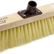 Newman and Cole 12" Wooden Broom Head with Soft Synthetic Bristle Replacement Wooden Broom Head - Kitchen Broom Indoor Soft Bristle Broom Floor Sweeping Brush with Plastic Fixing Bracket Connector