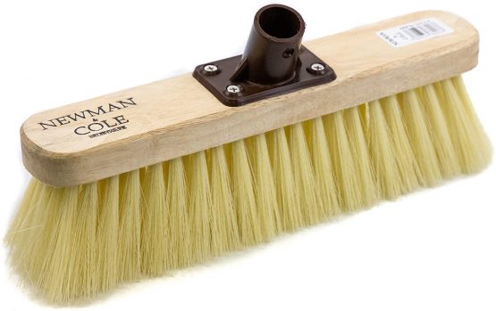 Newman and Cole 12" Wooden Broom Head with Soft Synthetic Bristle Replacement Wooden Broom Head - Kitchen Broom Indoor Soft Bristle Broom Floor Sweeping Brush with Plastic Fixing Bracket Connector
