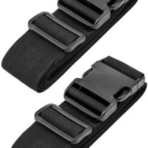 Luggage Straps Suitcase Belts, RFWIN Adjustable Black Travel Packing Belt with Buckle Closure (2 Pack Black)