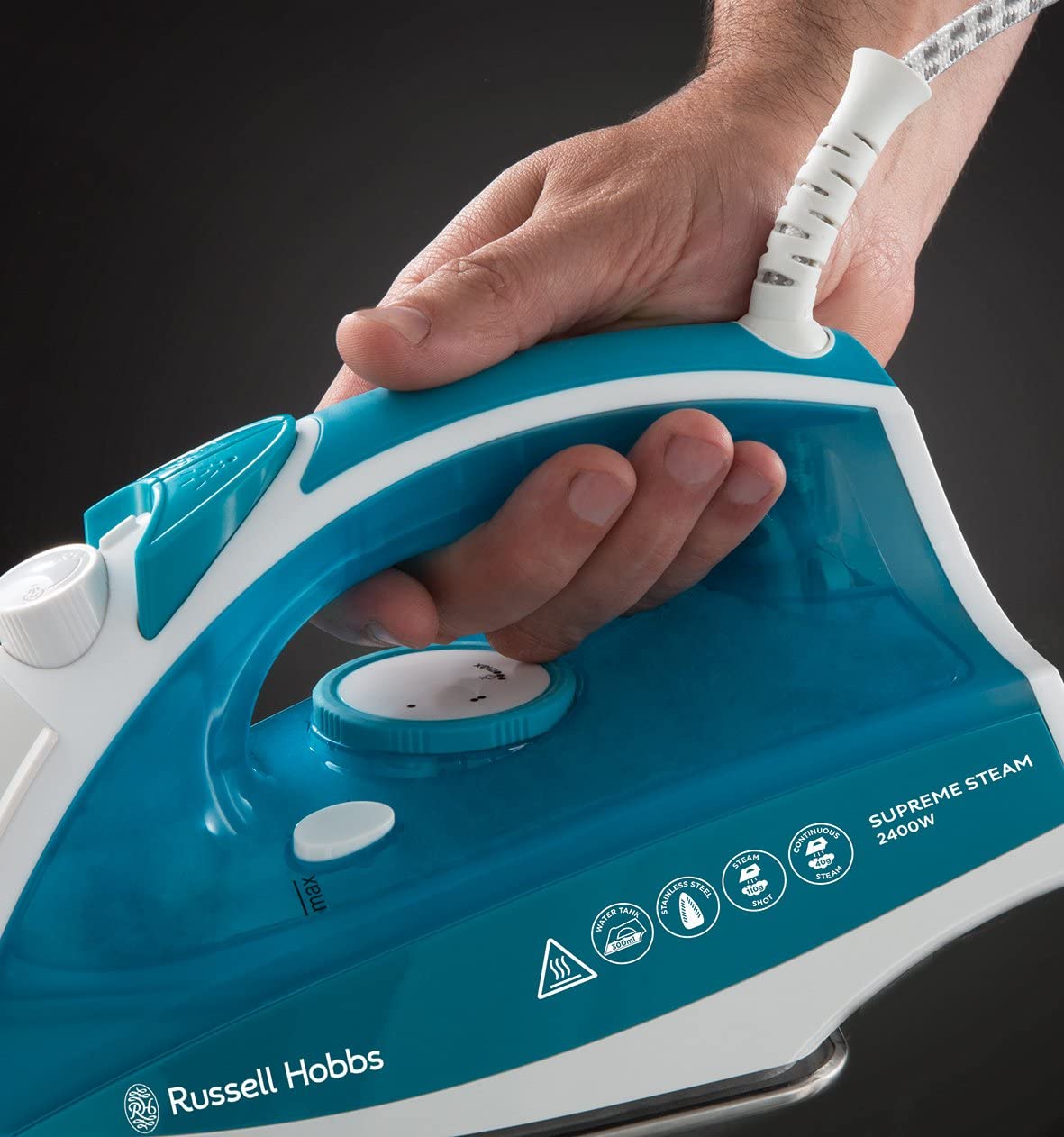 Russell Hobbs Supreme Steam Iron, Powerful vertical steam function, Non-stick stainless steel soleplate - Image 2