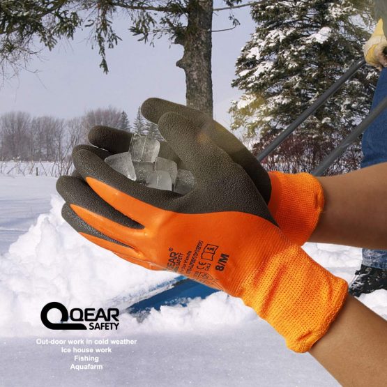 1 Pair Thermal Work Glove, Cold Resistance Glove, Fleece Lining, Fully Latex Rubber Coated For Water Proof, Sandy Soft/Anti-Slip Palm For Grip,9/L - Image 3