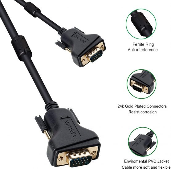 VGA to VGA 3M Cable, Benfei VGA SVGA Cable with Ferrites - Image 4