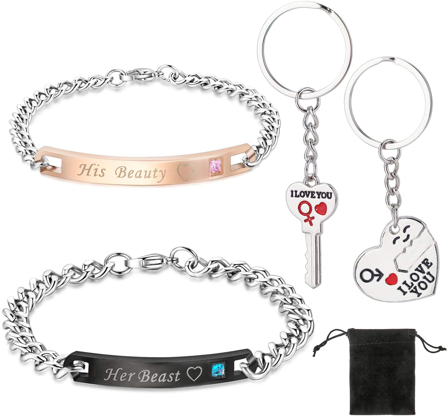 HOWAF Keyring Bracelet Couples Valentines Gifts
