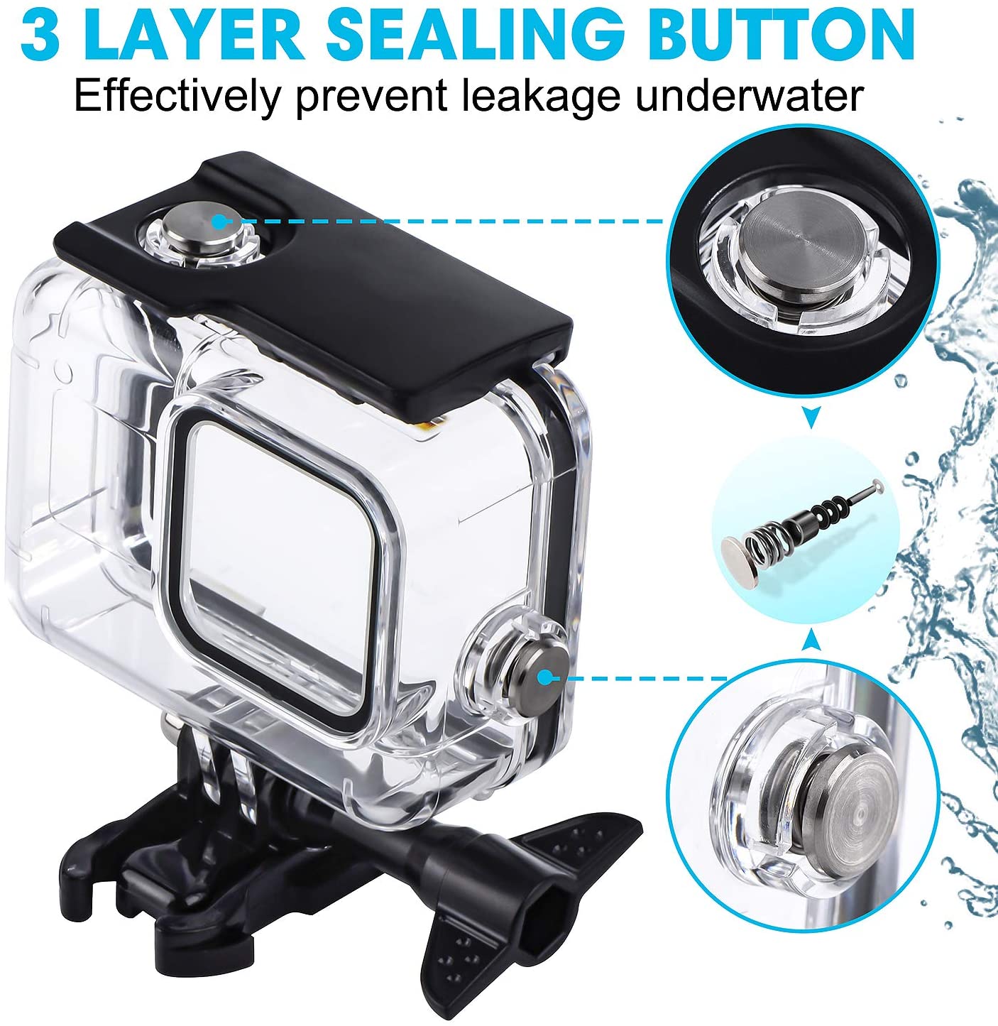 REDTRON Waterproof Housing Case for GoPro Hero 8, 60M Diving Protective Housing Shell for Gopro Hero 8 Black Action Camera - Image 4