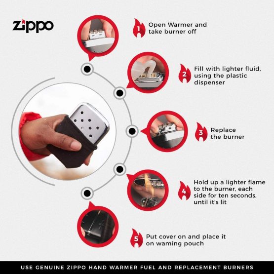 Zippo 12 Hour Refillable Hand Warmer | Portable, Refillable, Odorless | Works with Zippo Lighter Fluid | Includes easy fill technology, 2.5X more heat than disposables | Perfect for Camping, Fishing - Image 3