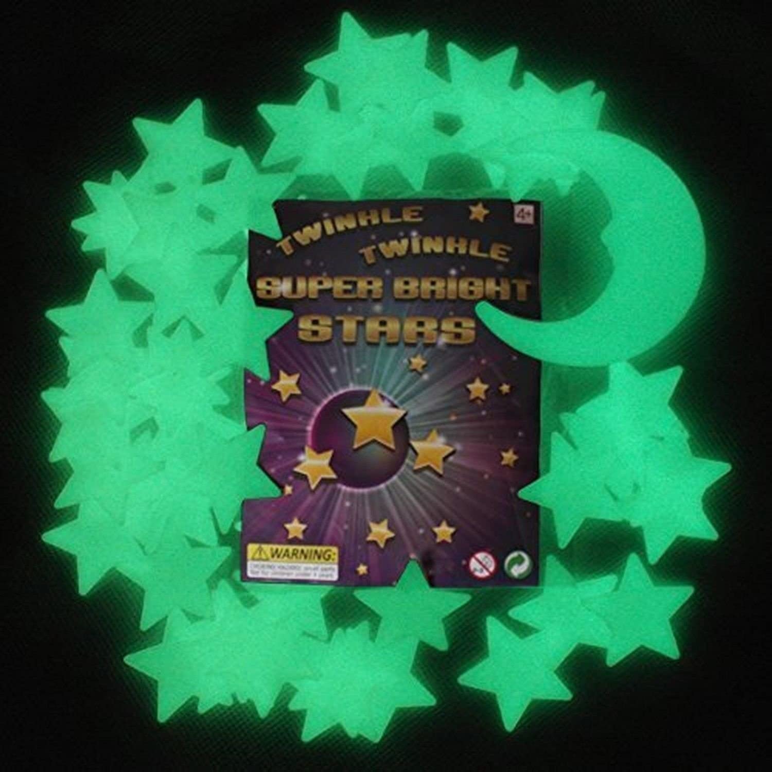 Twinkle Twinkle Super Bright Stars, The Ultimate Glow-in-the-Dark Stars, 49 Stars and 1 Moon, Multicoloured