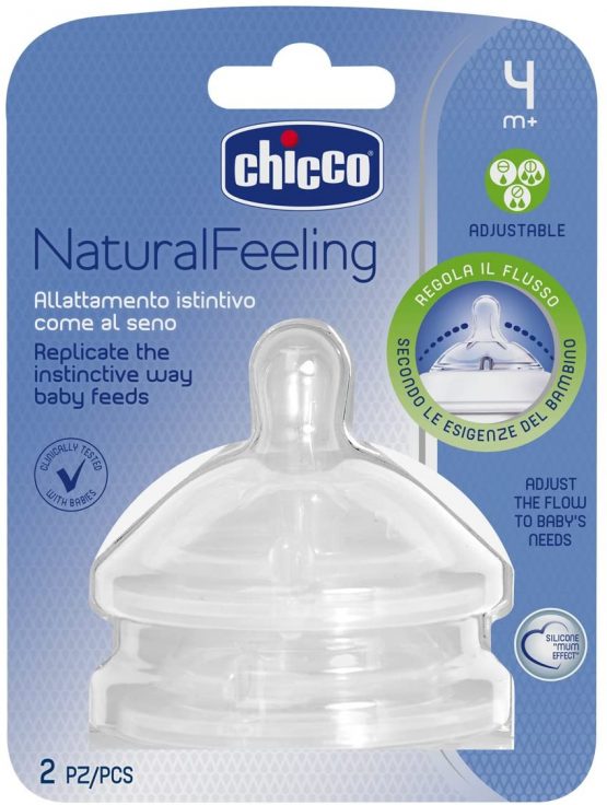 Chicco Natural Feeling 2X Silicone Teat, Variable Flow, Straight Top, 4 Months+ - Image 3