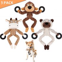 Bojafa Dog Squeaky Toys for Boredom, Durable Dog Toys Plush 3 Pack, No Stuffing Soft Dog Chew Toys Puppy Toys for Small Medium Large Dogs