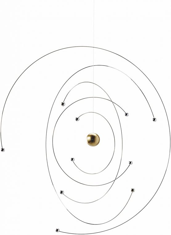Flensted Mobiles Niels Bohr Mobile, Steel, Gold/Silver, 27 x 27 cm
