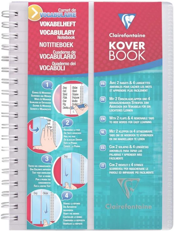 Clairefontaine 'Koverbook' Vocabulary Wirebound Book, 11 x 17 cm, Lined and Margin