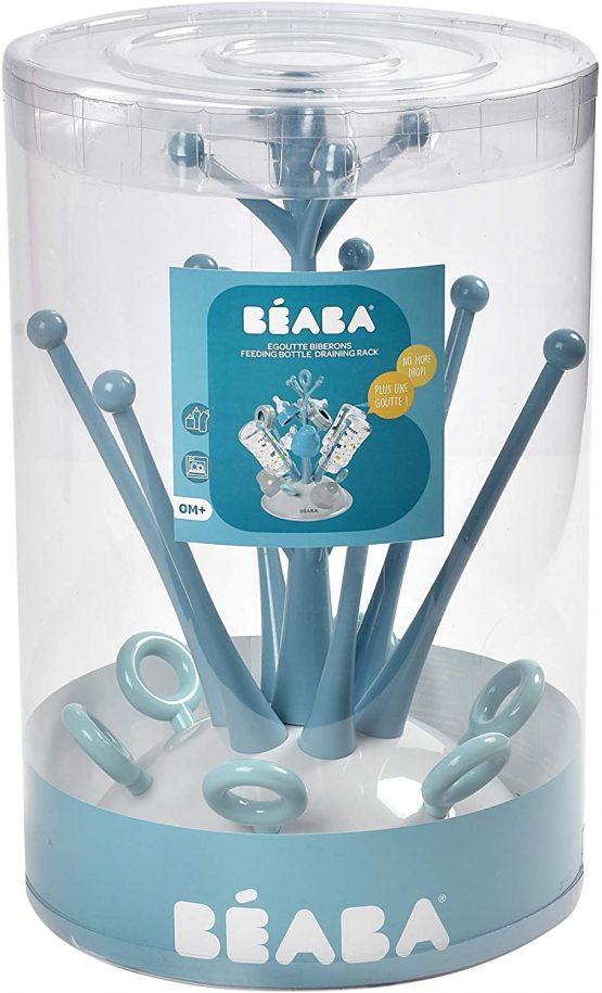 BÉABA - Baby Bottle rack - For drying 6 bottles and accessories - Removable water collection tray - Practical and clever - Blue - Image 4