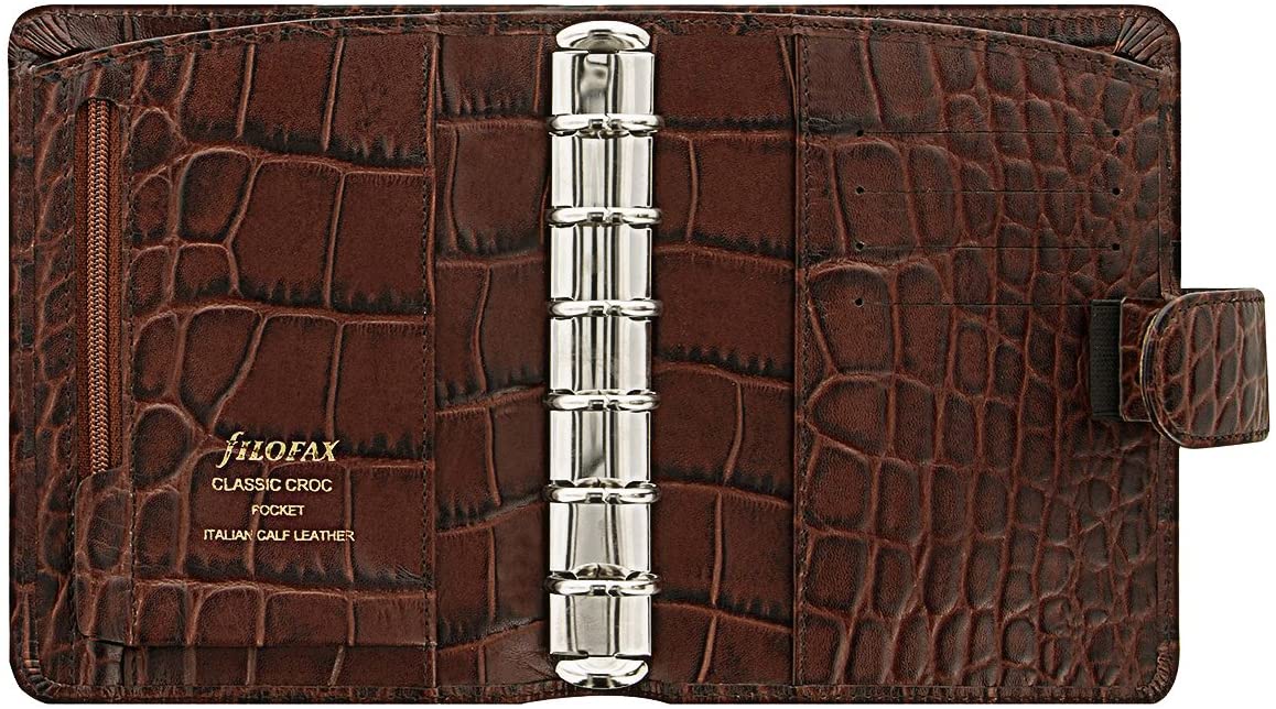 Filofax Pocket Classic Croc Organiser - Chestnut, nut brown, 81mm x 120mm - Image 3