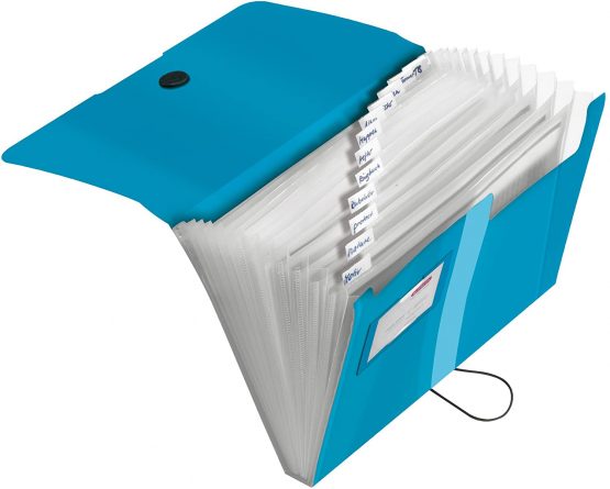 Herlitz 12 Tab Paper Expanding File - Transparant Blue - Image 2