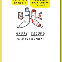 Bless Your Cotton Socks! Funny Cute Second Anniversary Card