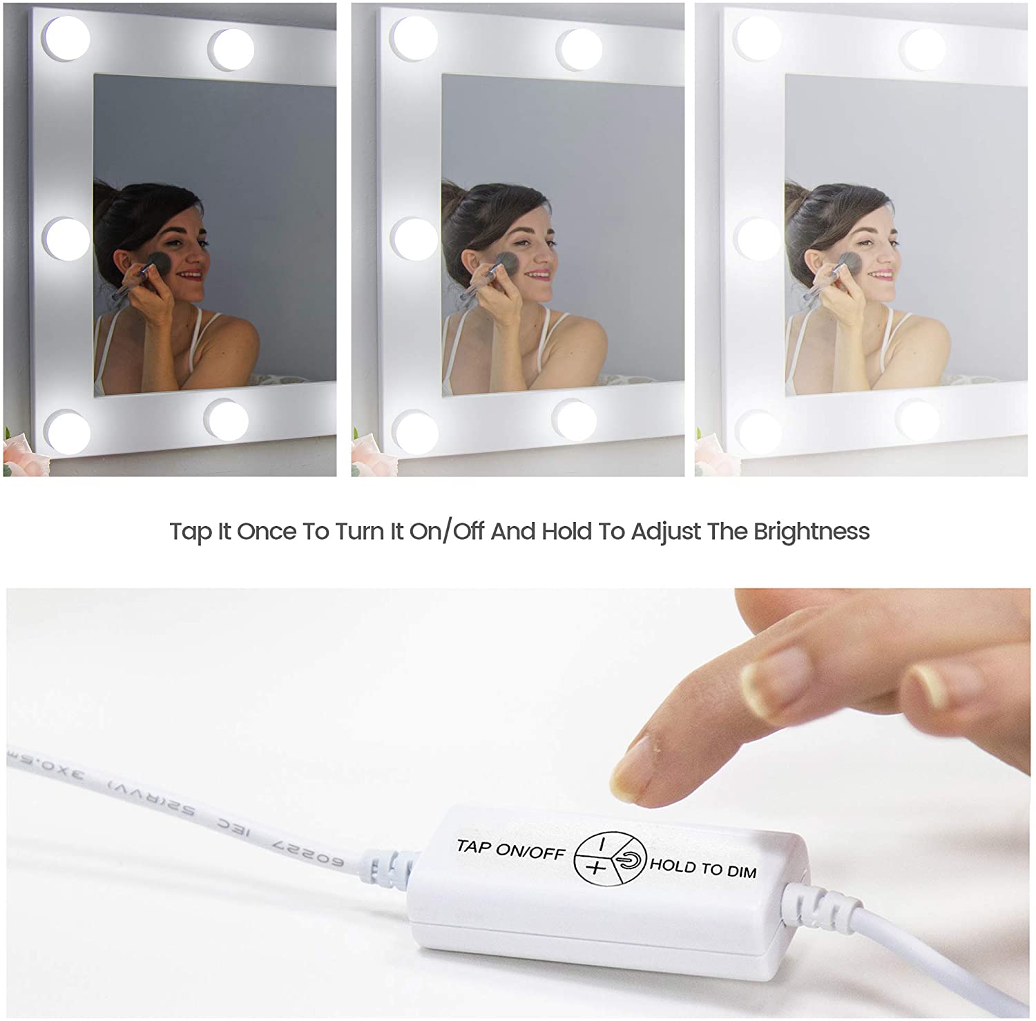 Vanity Lights for DIY Hollywood Mirror Makeup Lights for Dressing Table LED Strip Lights Kit with Touch Sensor Dimmer Switch and Power Adaptor - Image 2