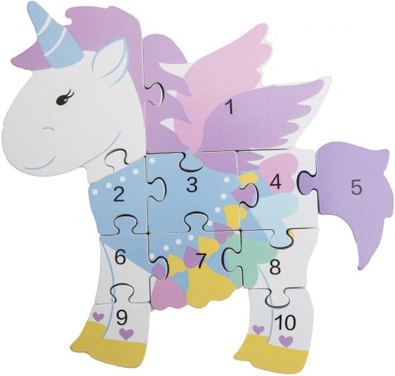 Orange Tree Toys Unicorn Wooden Number Puzzle,