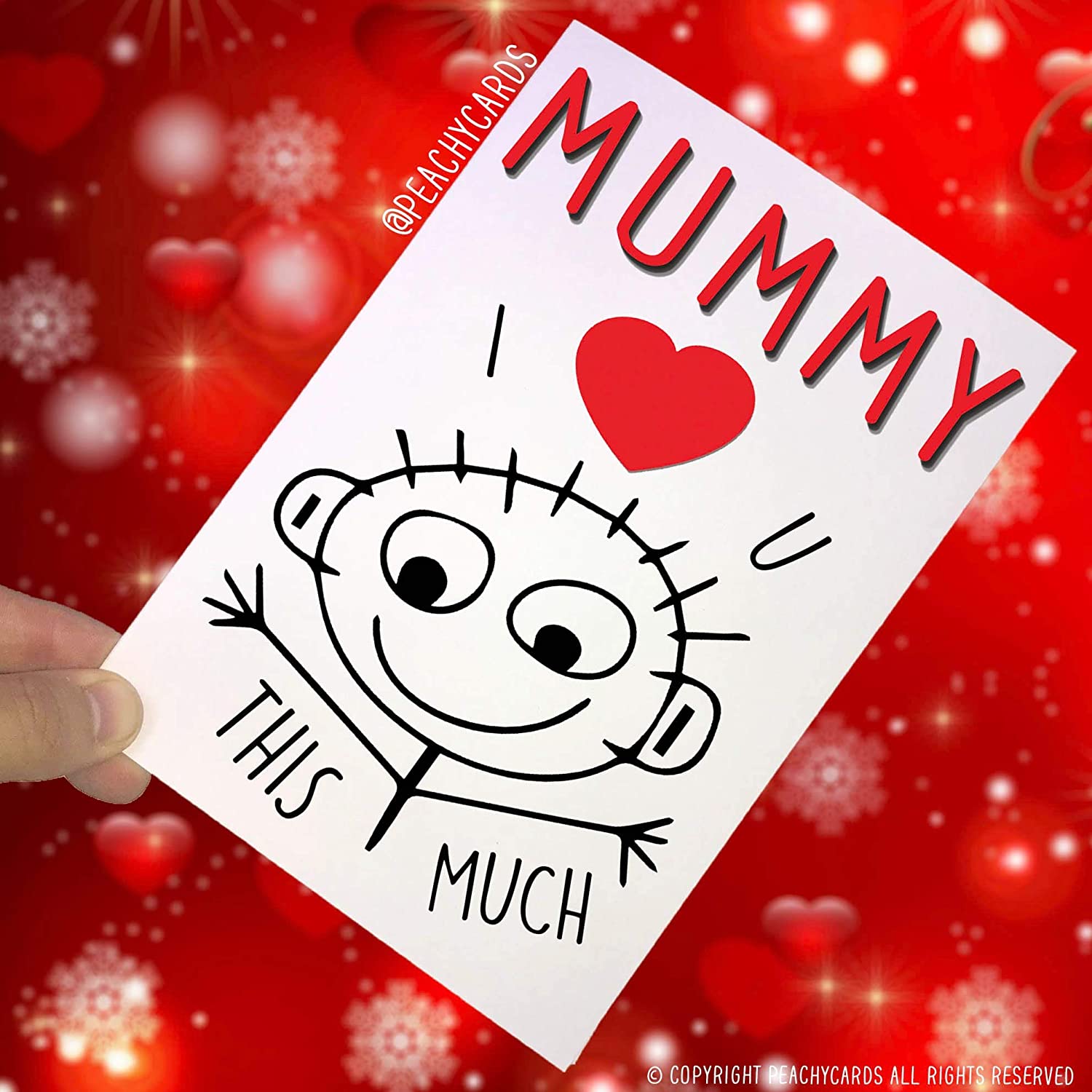 Mummy Card, I Love You This Much, Mummy Birthday Card,Mother's Day Card, Christmas Mummy Card - Image 2