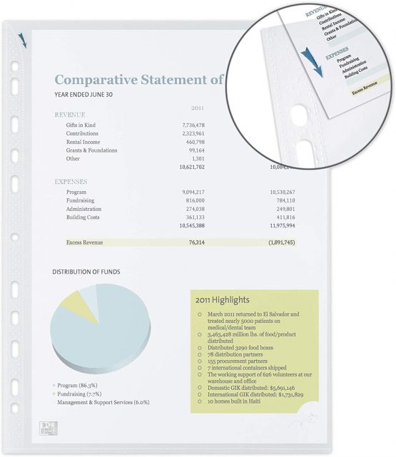 OXFORD, Punched Pockets A4, Glass Clear, 100 Poly Pockets