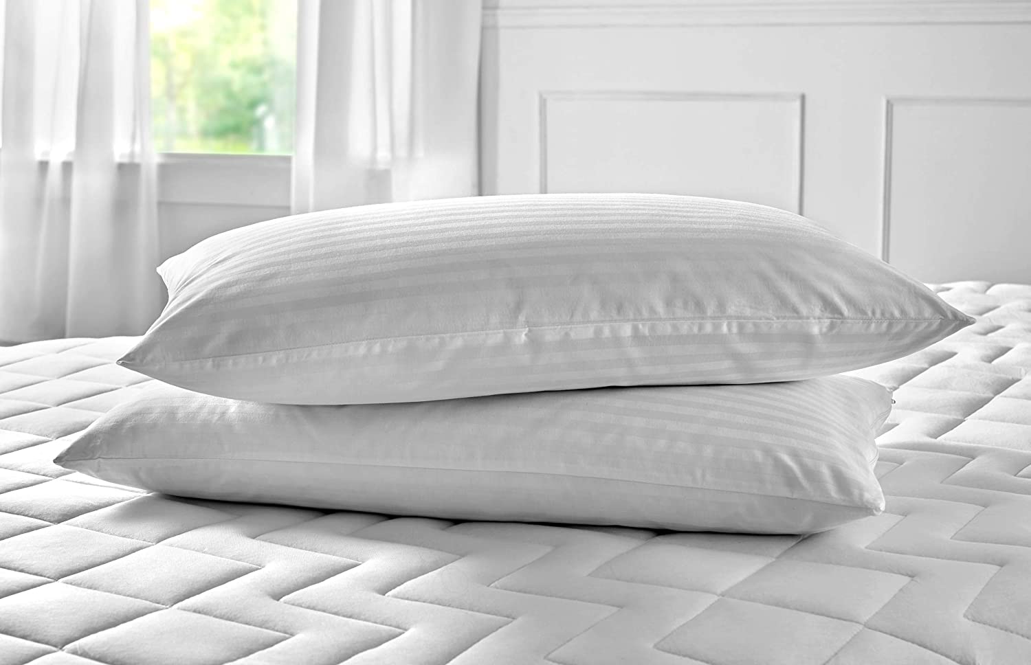 Pikolin Home - Ticking Pillowcase - 100% Cotton, white, 40 x 105 cm - Image 2
